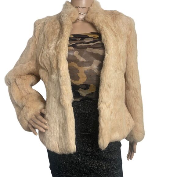 Kamal Quaility Furs natural Blond cream M short jacket zip - Picture 3 of 13